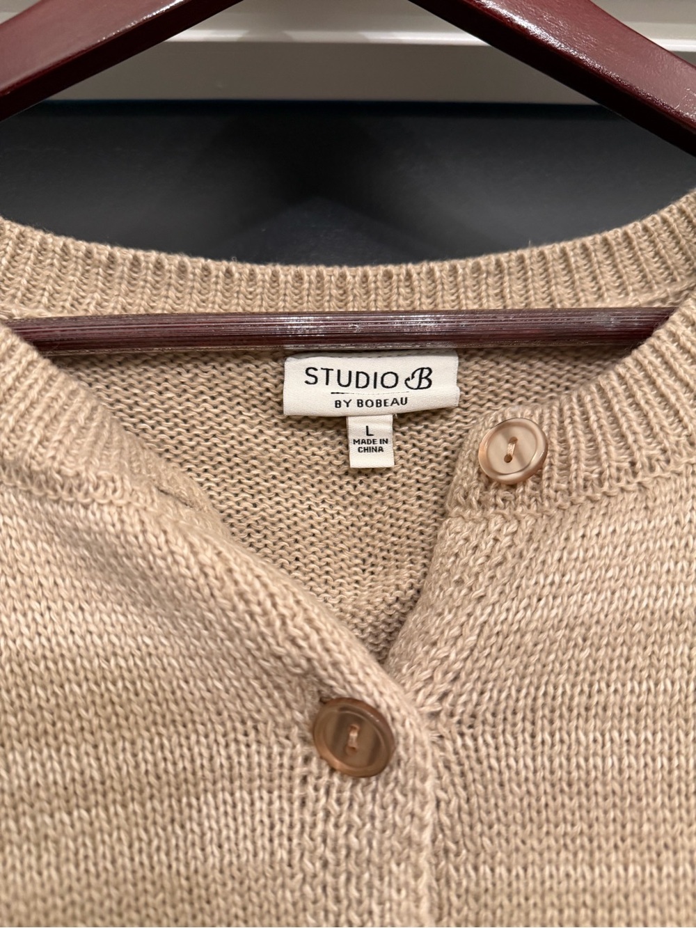 StudioB Beige Short Sleeve Button Cardigan - Picture 3 of 4
